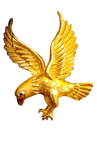 Detailní Záběr Kovových Zlatý Orel Izolovanou Pozadím — Stock fotografie