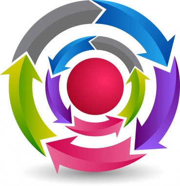 Bir daire ok logo izole arka plan illüstrasyon sanat