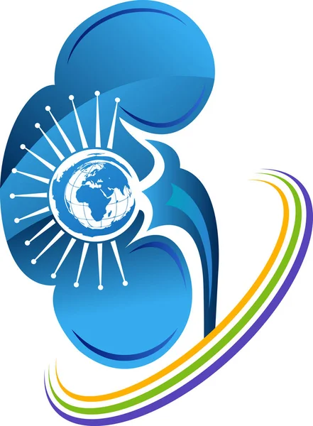 Illustration Globe Avec Logo Rénal Avec Fond Isolé — Image vectorielle