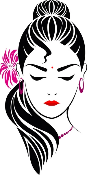 Ilustración Logotipo Peinado Femenino Con Fondo Aislado — Archivo Imágenes Vectoriales