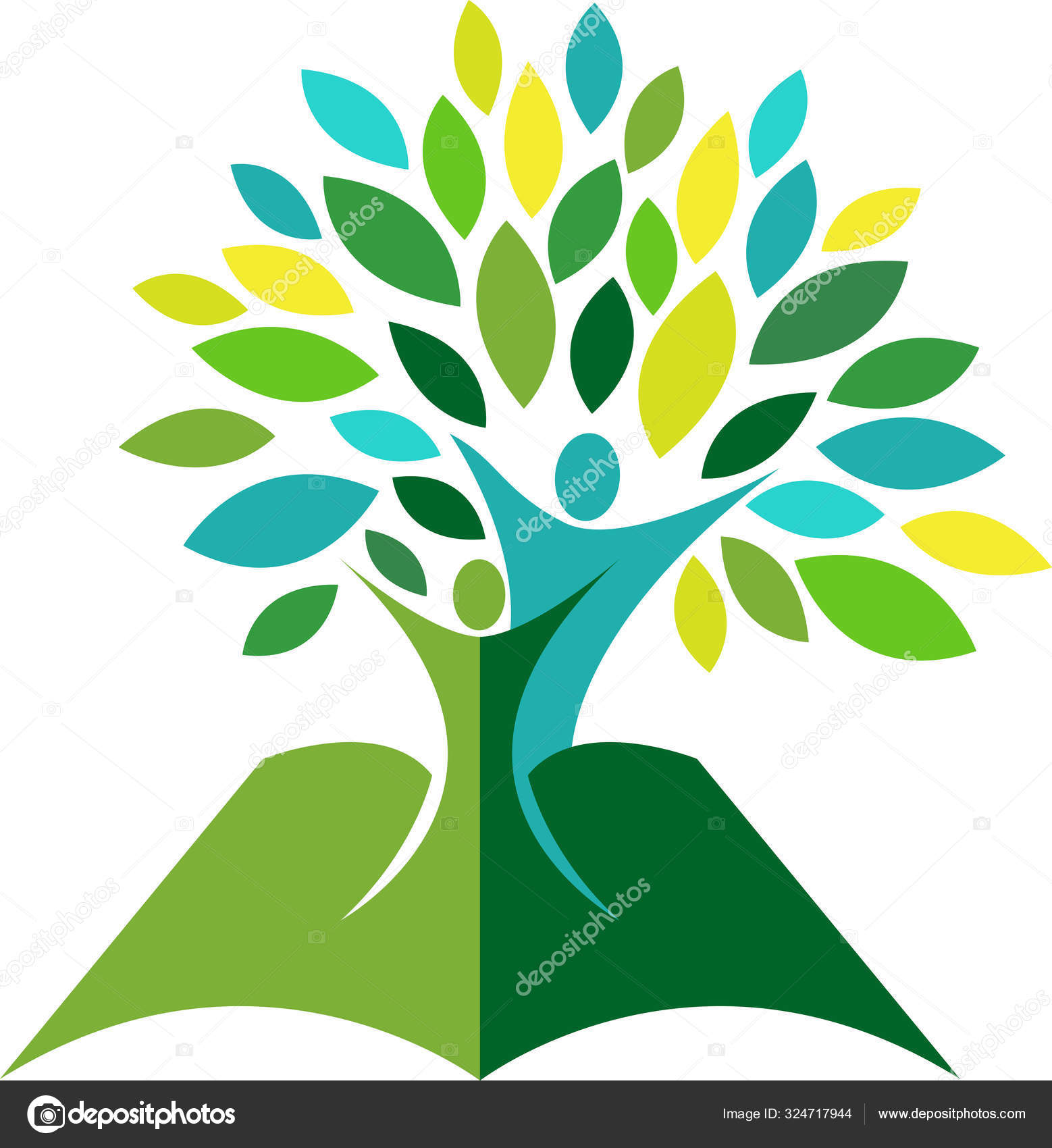 具有独立背景的树教育标识的图解艺术图库矢量图©magagraphics 324717944, image size:1558x1700