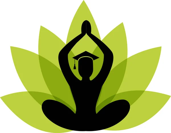 Illustrazione Arte Logo Yoga Educazione Con Sfondo Isolato — Vettoriale Stock