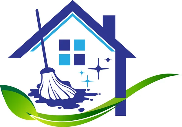 Illustration Konst Home Cleaning Logotyp Med Isolerad Bakgrund — Stock vektor
