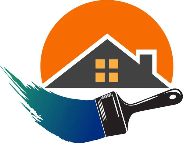 Illustration Kunst Eines Hauses Malerei Logo Mit Isoliertem Hintergrund — Stockvektor