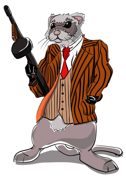 Illustration of gangster-ferret