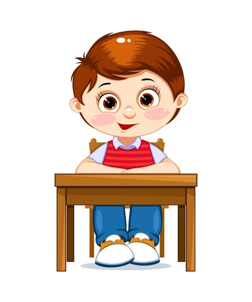 Garçon assis à la table — Image vectorielle