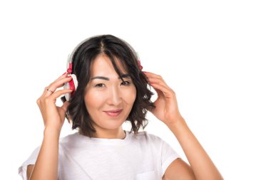 woman listening music  clipart