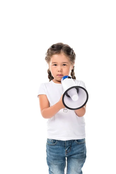 Adorable child with megaphone — Stock Photo