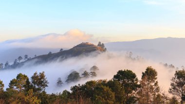 Gökyüzü sis ve günbatımı