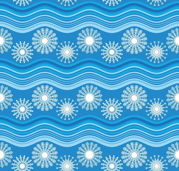 White snowflakes and blue waves — Stock Vector