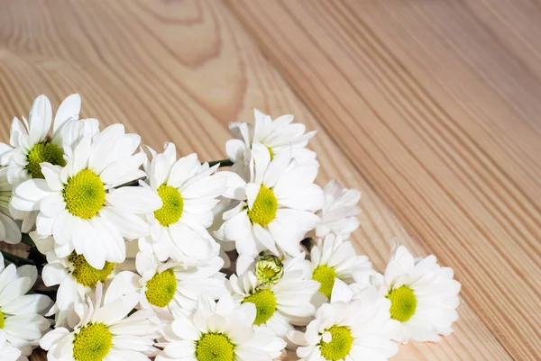 Foto Der Weißen Blumen Auf Dem Hintergrund Von Holz — Stockfoto