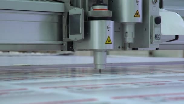 Operation Tablet Cutting Plotter Use Polygraphy Industrial Shooting Production Cutting — Stock Video