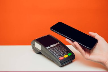 Makro çekim yakın alan iletişimi kartı veya kredi kartı