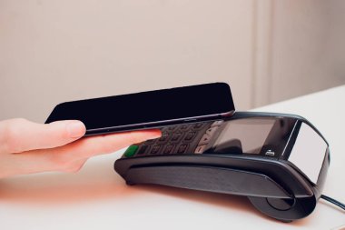 Makro çekim yakın alan iletişimi kartı veya kredi kartı