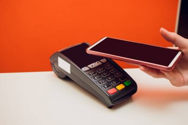 Makro çekim yakın alan iletişimi kartı veya kredi kartı