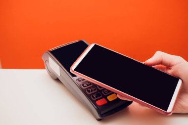 Makro çekim yakın alan iletişimi kartı veya kredi kartı