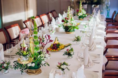 Düğün resepsiyonu Tablo ayarı Üstten Görünüm