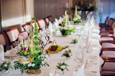 Düğün resepsiyonu Tablo ayarı Üstten Görünüm