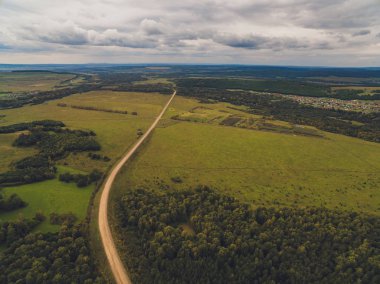Yaz sıcacık güneş ışığı orman hava manzarası.
