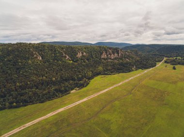 Yaz sıcacık güneş ışığı orman hava manzarası.