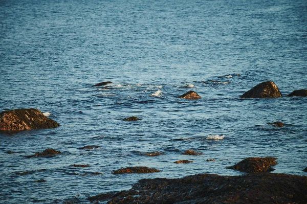 Bella estate giorno paesaggio abbandonato arte natura costiera difesa Nord Teriberka, Barents vista mare . — Foto Stock