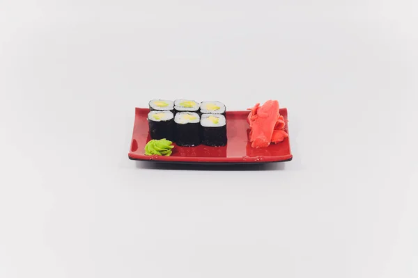 Grande conjunto de sushi colorido. isolado em fundo branco . — Fotografia de Stock