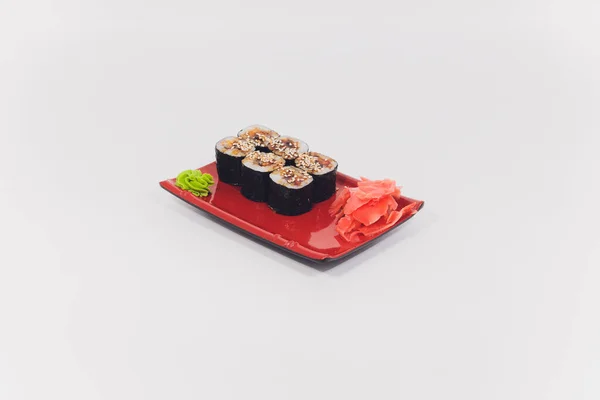 Gran juego de sushi colorido. aislado sobre fondo blanco . — Foto de Stock