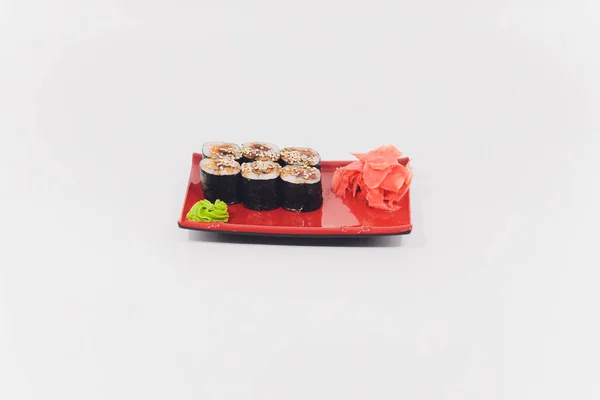 Большой красочный набор суши. изолированные на белом фоне . — стоковое фото