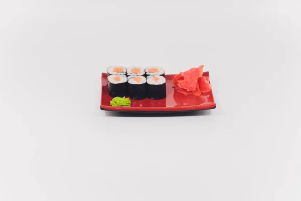 Zestaw duży kolorowy sushi. na białym tle. — Zdjęcie stockowe