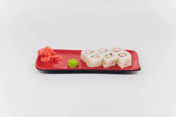 Gran juego de sushi colorido. aislado sobre fondo blanco . — Foto de Stock