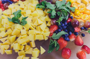 Sağlıklı gıda arka plan. Koleksiyonu farklı meyve, meyve ve sebze ile.