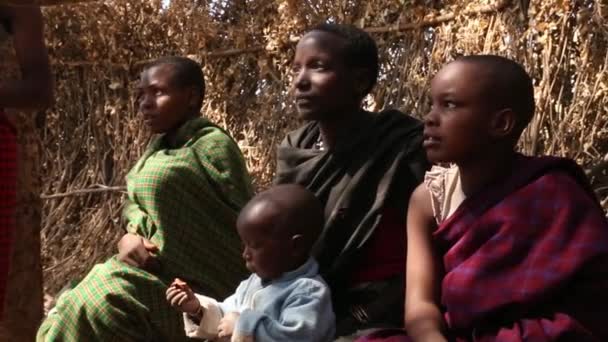 Zanzíbar, Tanzania - 15 de julio de 2019: Niño africano con la cabeza afeitada mirando hacia arriba, grandes ojos serios . — Vídeo de stock