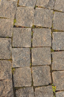 Beton kiremit doku. Şehir kaldırım arka plan. Soyut taş tuğla deseni. Sokak kaldırım dokusu.