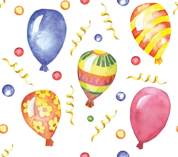Akwarela bezszwowe wzór z kolorowych balonów ścieżkę przycinającą — Zdjęcie stockowe