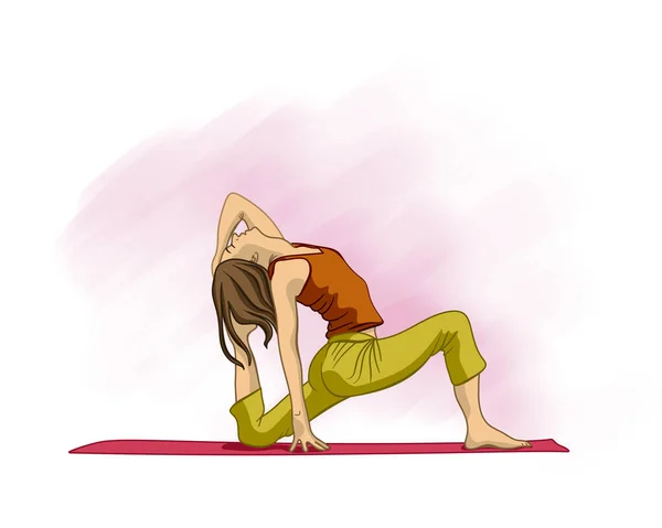 Chica haciendo yoga, dibujo — Foto de Stock