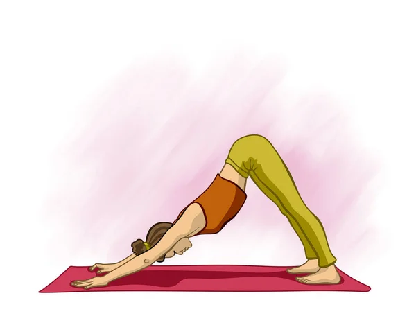 Chica en pose de yoga, dibujo —  Fotos de Stock