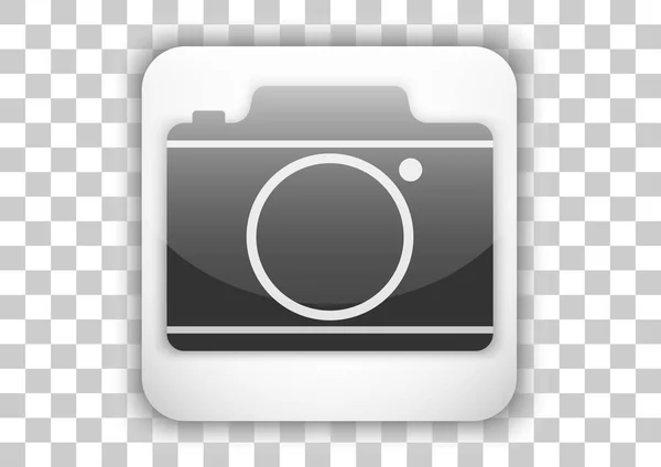 Camera Pictogram Knop Ontwerp Met Transparant Effect — Stockvector