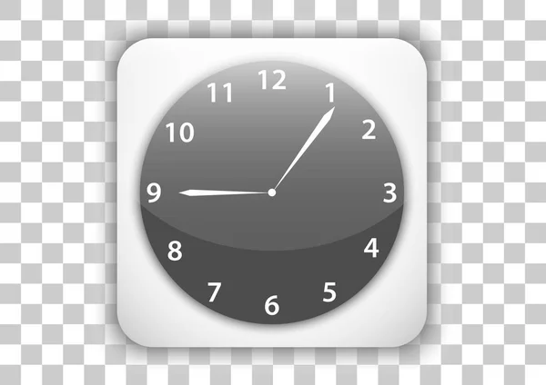 Relógio Preto Textura Ícone Design Efeito Transparente — Vetor de Stock