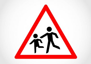 Çocuk ileride trafik işaretleri geçiş