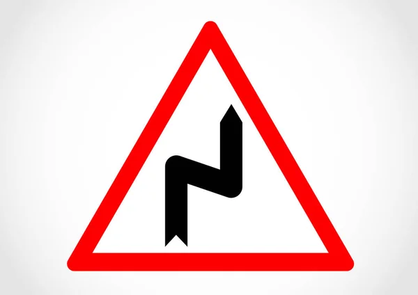 Double Bend First Right Traffic Sign — стоковый вектор