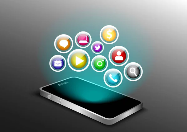Ikona Ilustracja Aplikacji Mobilnych — Wektor stockowy
