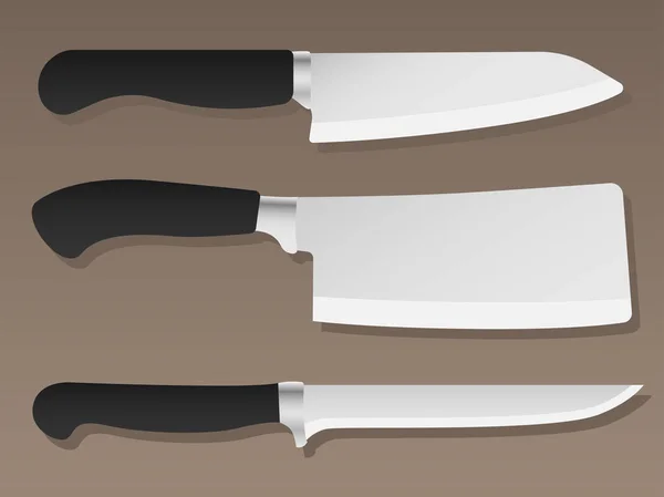 Cuchillos Cocina Acero Inoxidable — Vector de stock