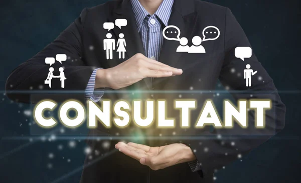 Businessman hand chooses Consultant wording on interface screen. — Stock Photo, Image