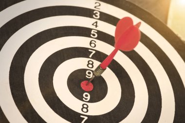 dart tahtası ortasına kırmızı oku. kavram iş hedefi 