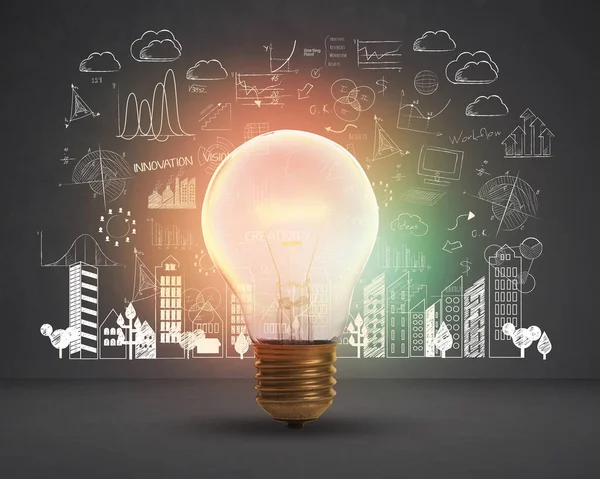 Ampoule. concept de nouvelles idées avec innovation et créativité . — Photo