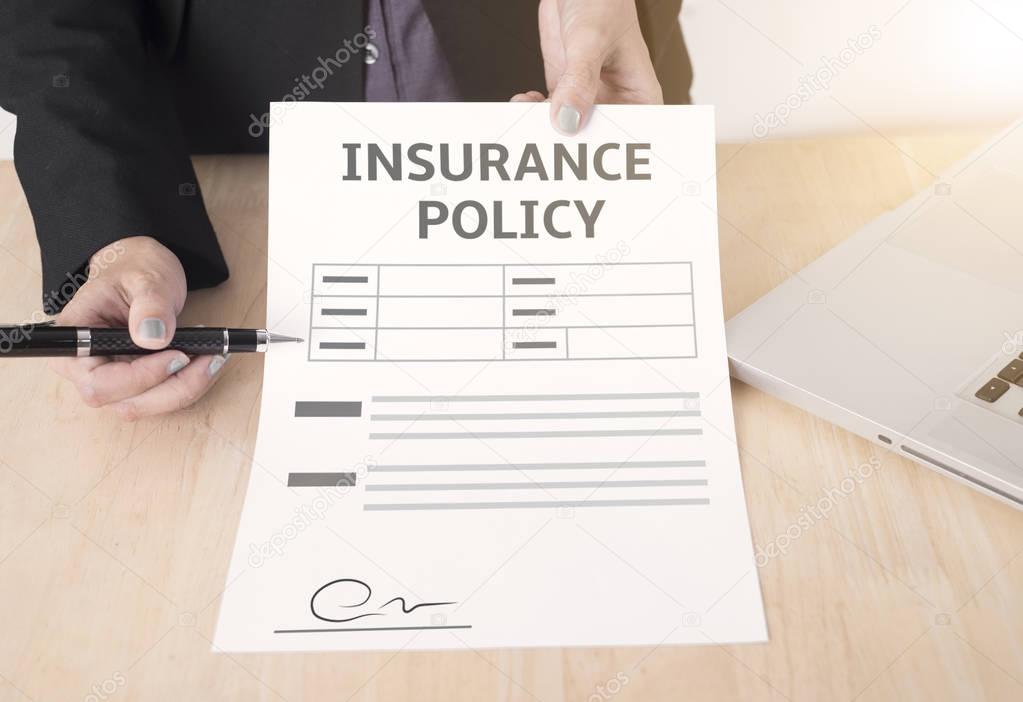 business salesman agent showing protection policyholder must 