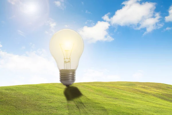 Concepto de bombilla iluminada ecológica para la idea, la innovación — Foto de Stock