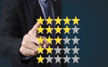 İş el düğmesi onay işareti beş yıldızlı rating basarak. 