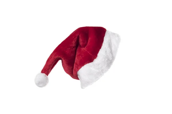 Sombrero de Santa Claus rojo aislado sobre fondo blanco . — Foto de Stock