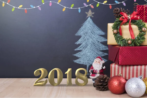 Weihnachten Hintergrund mit Dekorationen Geschenk-Box — Stockfoto